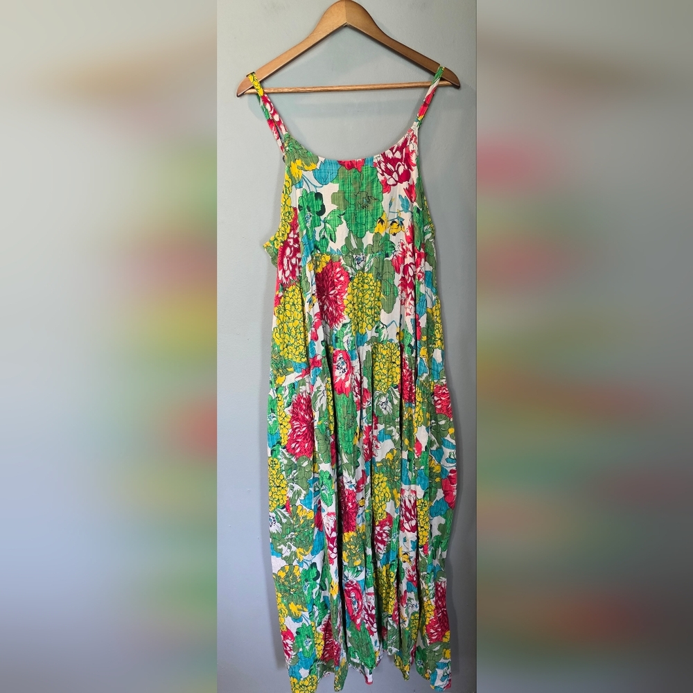 Yesno‎ Floral Boho Floral Spaghetti Strap Maxi Summer Beach Dress Womens 3XL - Picture 3 of 3
